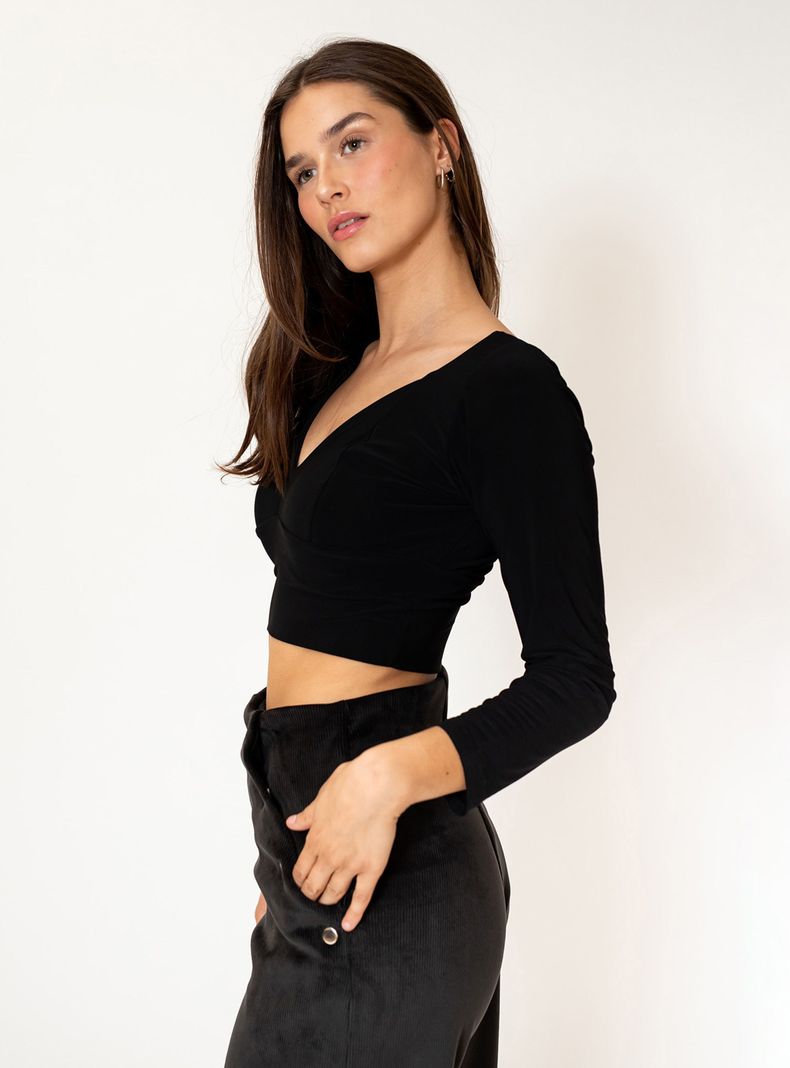Crop Top Vera Largo Negro Natalia Seguel-1