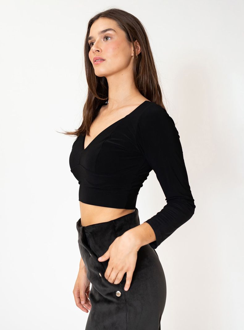 Crop Top Vera Largo Negro Natalia Seguel-2