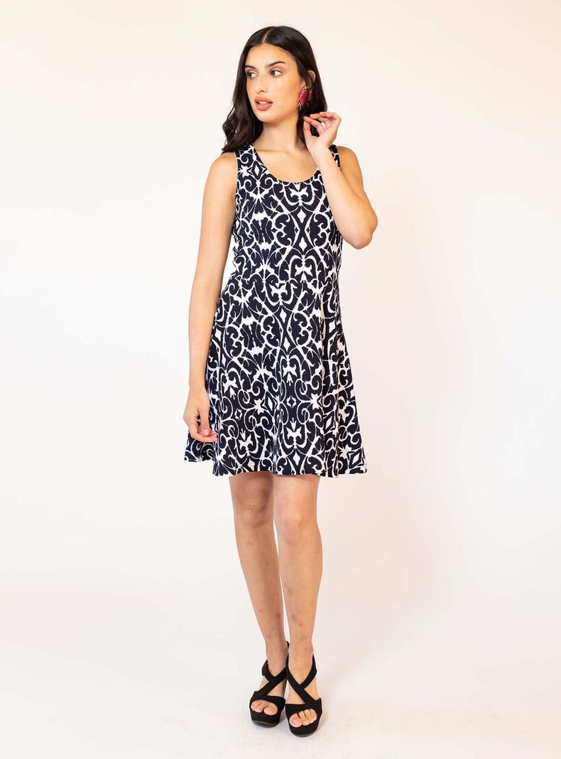 Vestido Cata Corto Tribal Azul Marino Natalia Seguel-2