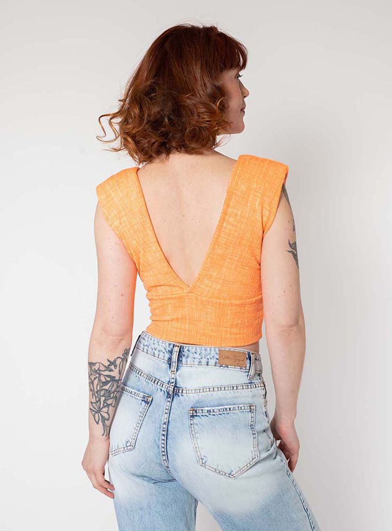 Crop Top Camile Coral Fluor Natalia Seguel-5