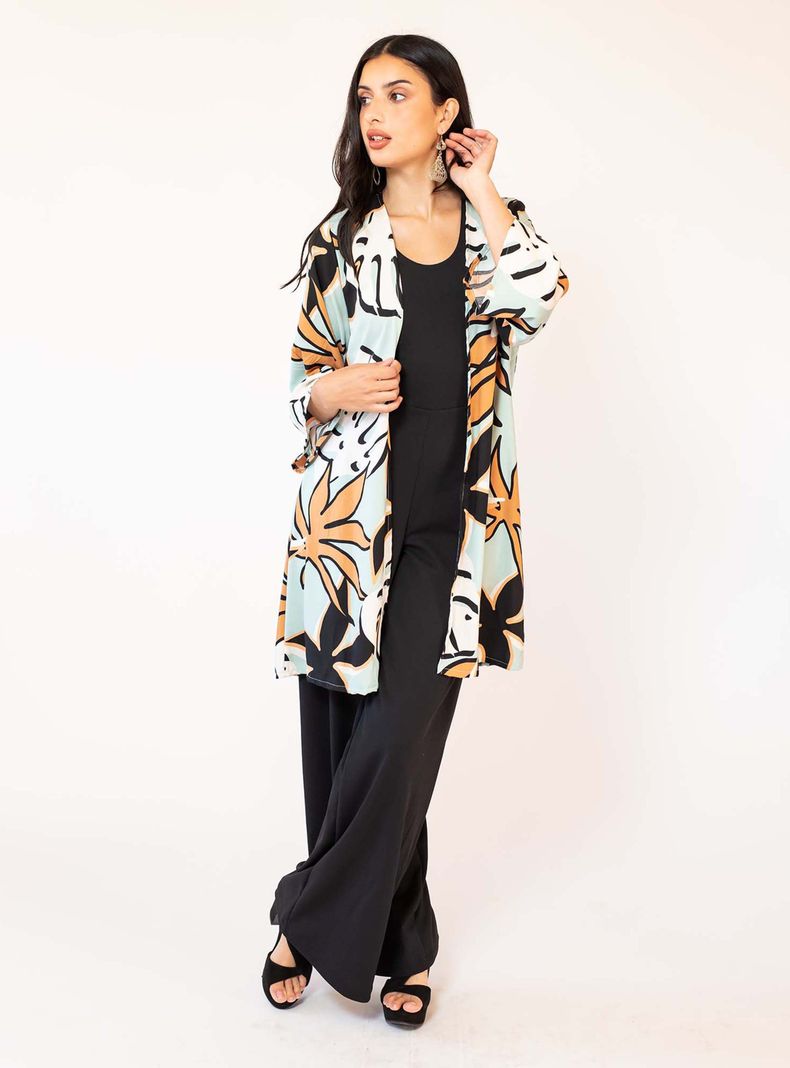 Kimono Verde Agua Hojas Natalia Seguel-0