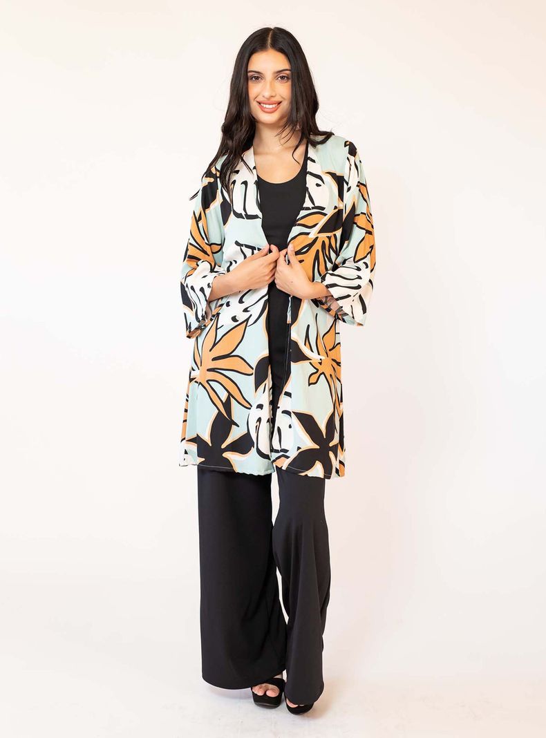 Kimono Verde Agua Hojas Natalia Seguel-2