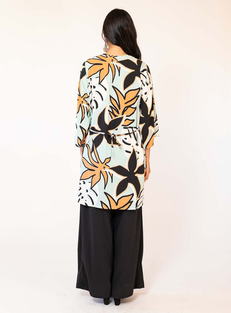 Kimono Verde Agua Hojas Natalia Seguel-4