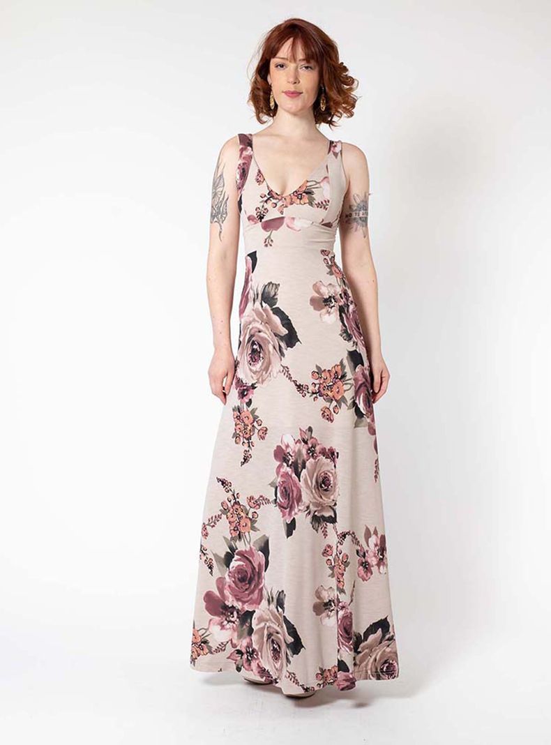Vestido Vera Flores Rosa Natalia Seguel-1