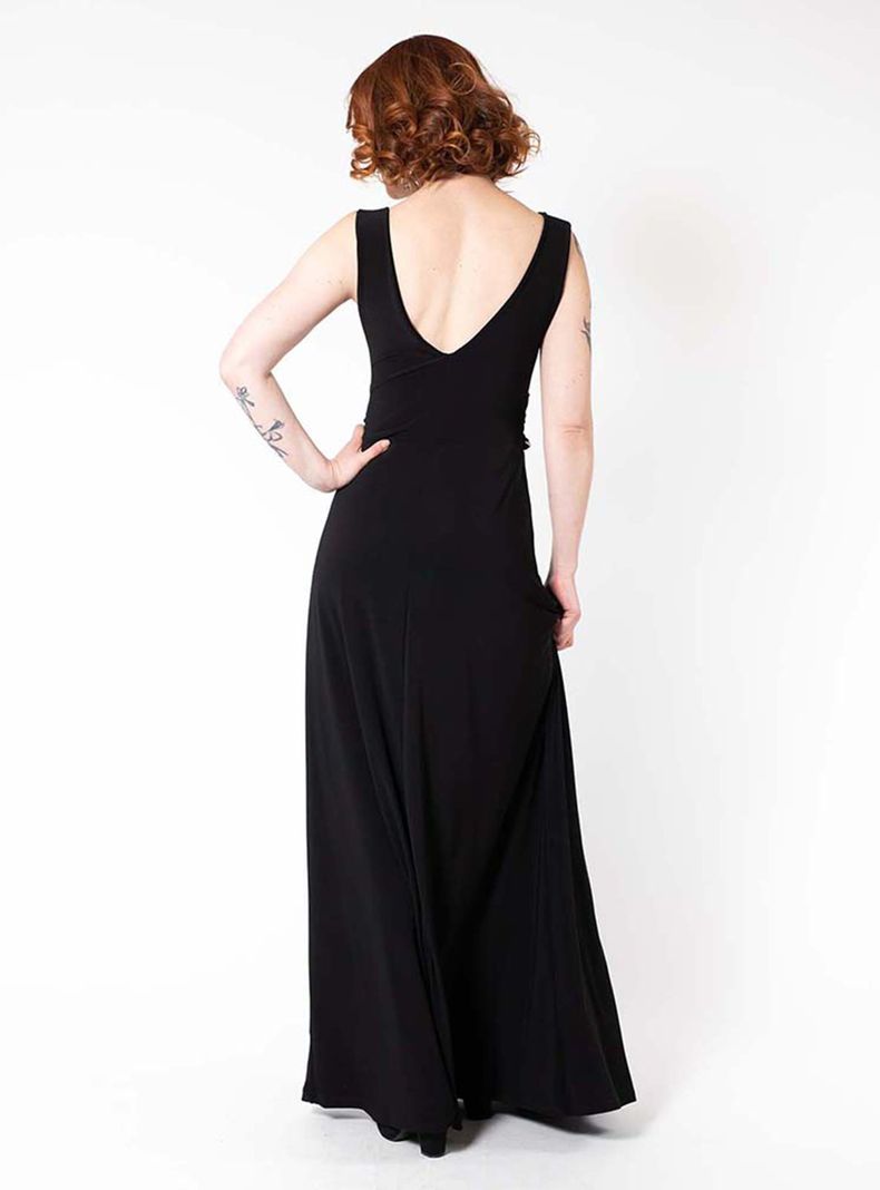 Vestido Lina Negro Flores Blanco Natalia Seguel-2
