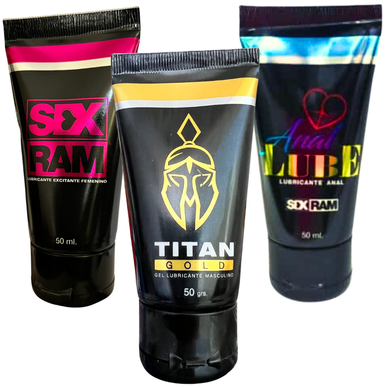 Pack Gel Lubricante Titan Gold, Excitante, Anal -0