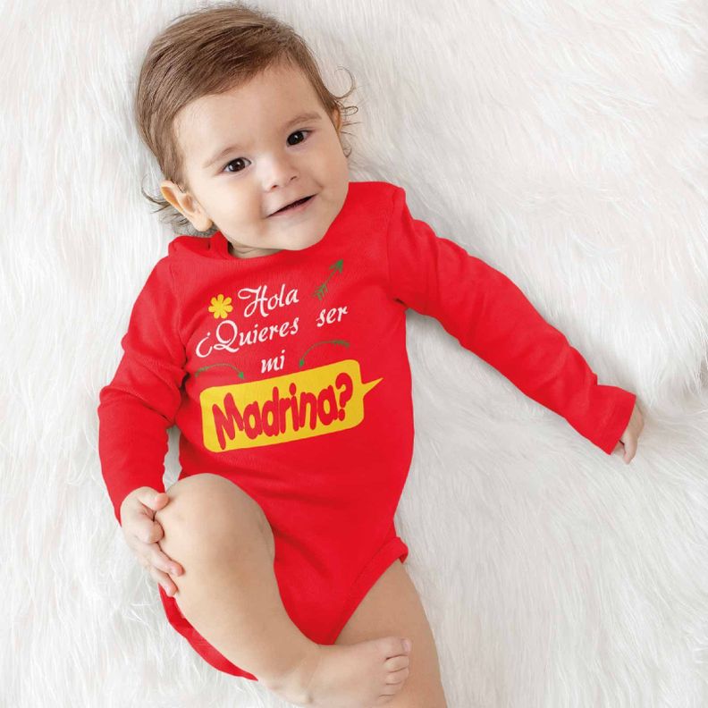 PILUCHOS / BODY DE BEBE ML ¿QUIERES SER MI MADRINA?-1