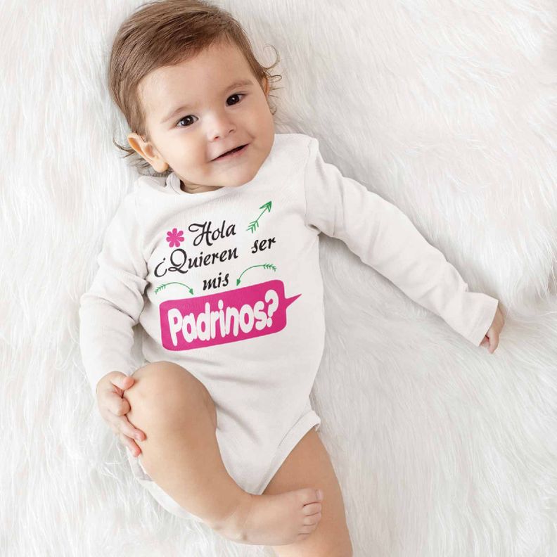 PILUCHOS / BODY DE BEBE ML ¿QUIEREN SER MIS PADRINOS?-1