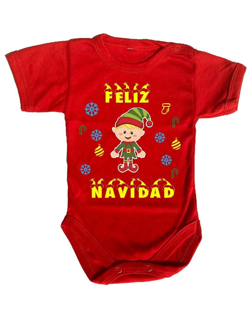 PILUCHOS BODY DE BEBE MANGA CORTA FELIZ NAVIDAD DUENDESITO-1