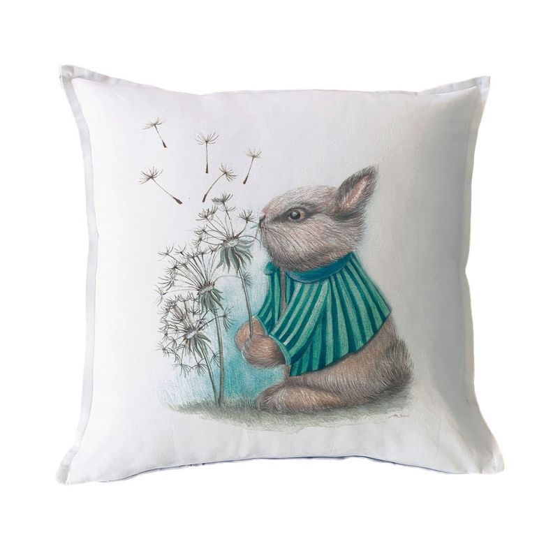 FUNDA COJIN ALGODON CONEJO PIDE UN DESEO 45X45 Diseno 1