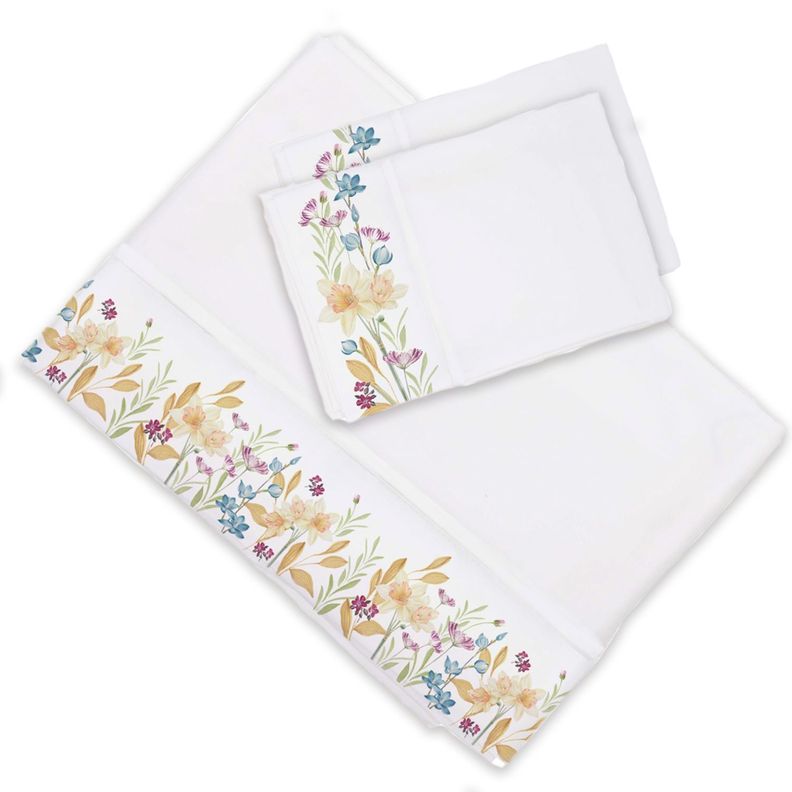 Juego de Sabanas Super King Jardin Narcisos Blanco