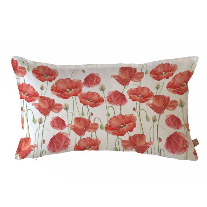 FUNDA COJIN ALGODON AMAPOLAS ROJA 50X30 Diseno 1