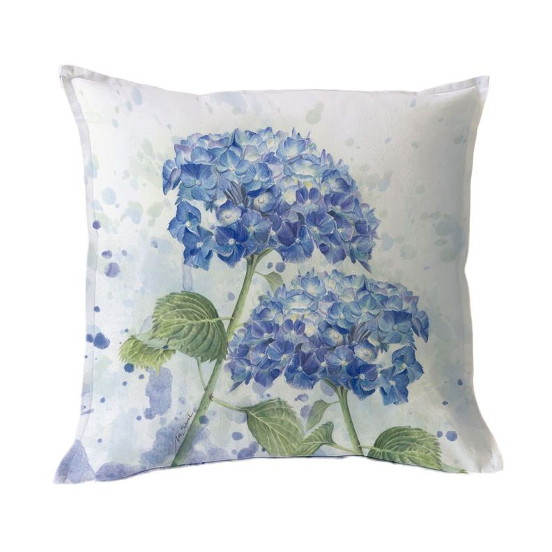 FUNDA COJIN ALGODON HORTENSIAS 45X45 Diseno 1