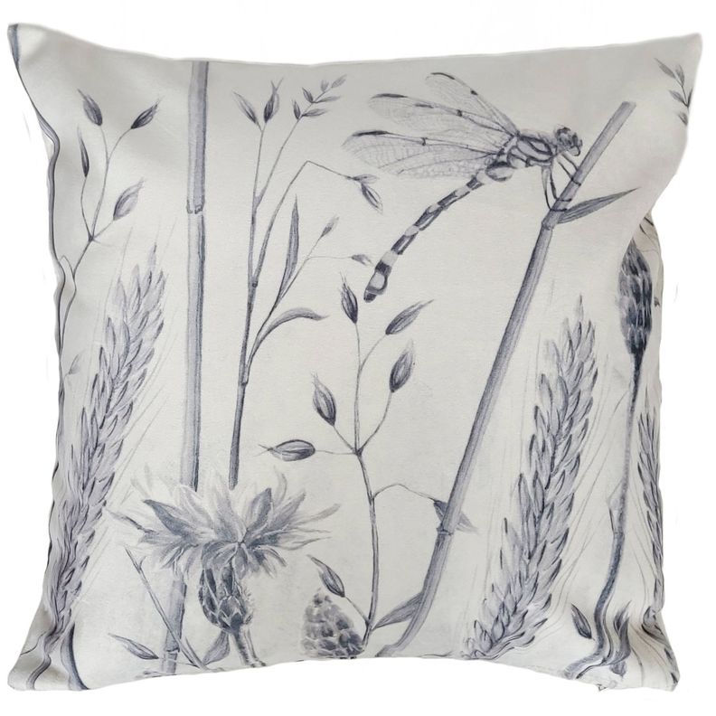 FUNDA COJIN VELVET ESPIGAS Y LIBELULA 45X45 Diseno 1