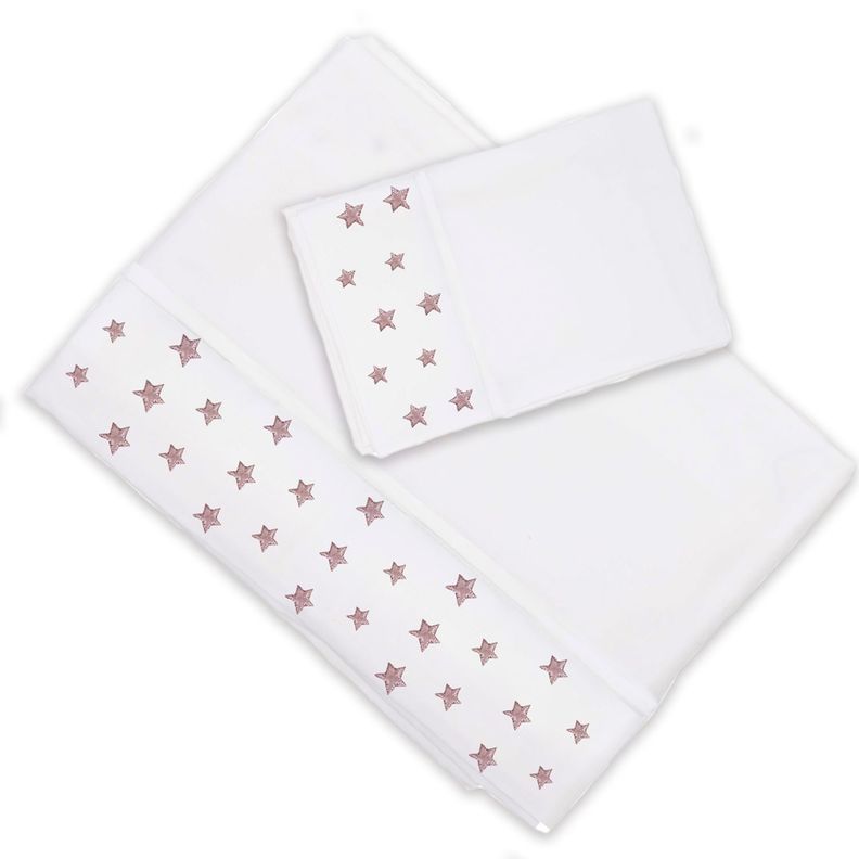 Juego de Sabanas 1 Plaza Estrellas Rosa Blanco