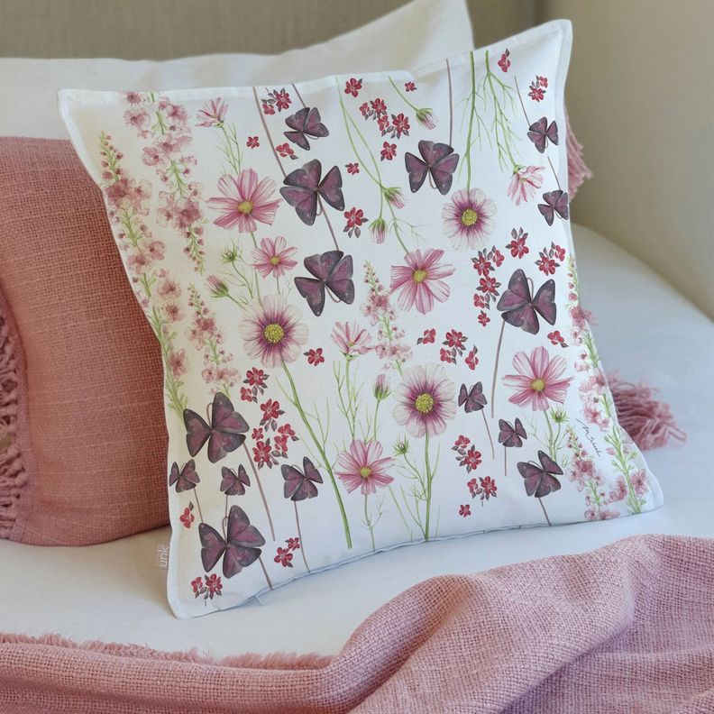 FUNDA COJÍN ALGODÓN  PRIMAVERA ROSA 45X45-1