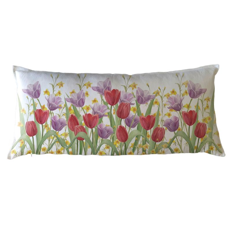 COJIN ALGODON JARDIN DE FLORES TULIAN ROJO XL Diseno 1