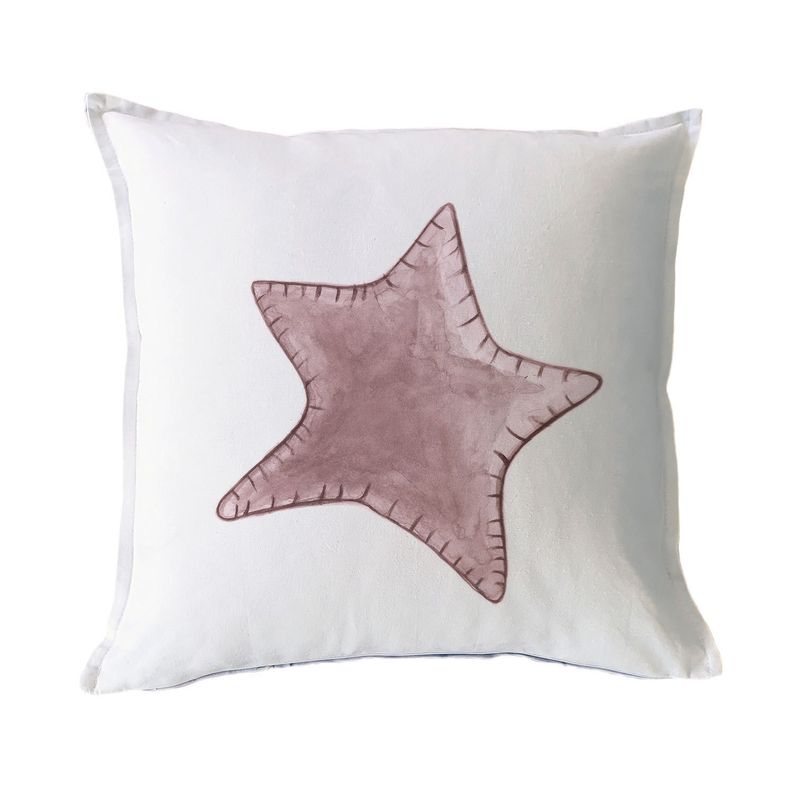 FUNDA COJÍN ALGODÓN ESTRELLA SOLITARIA ROSA 45X45-0