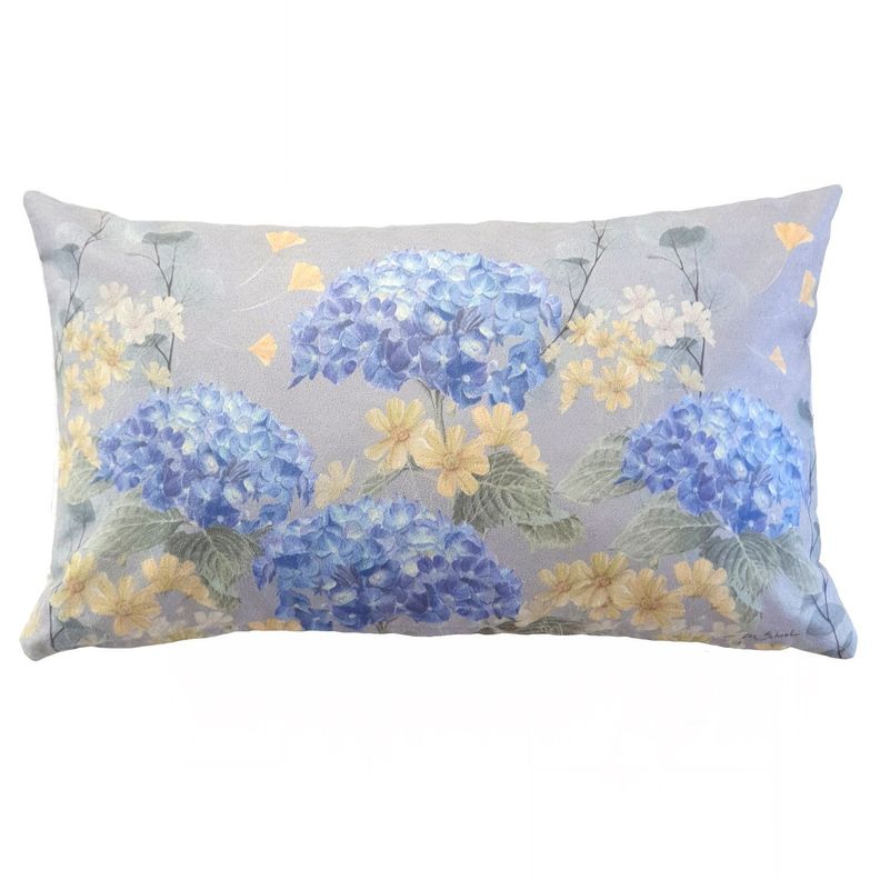 FUNDA COJIN GAMUZA HORTENSIAS 50X30 Diseno 1