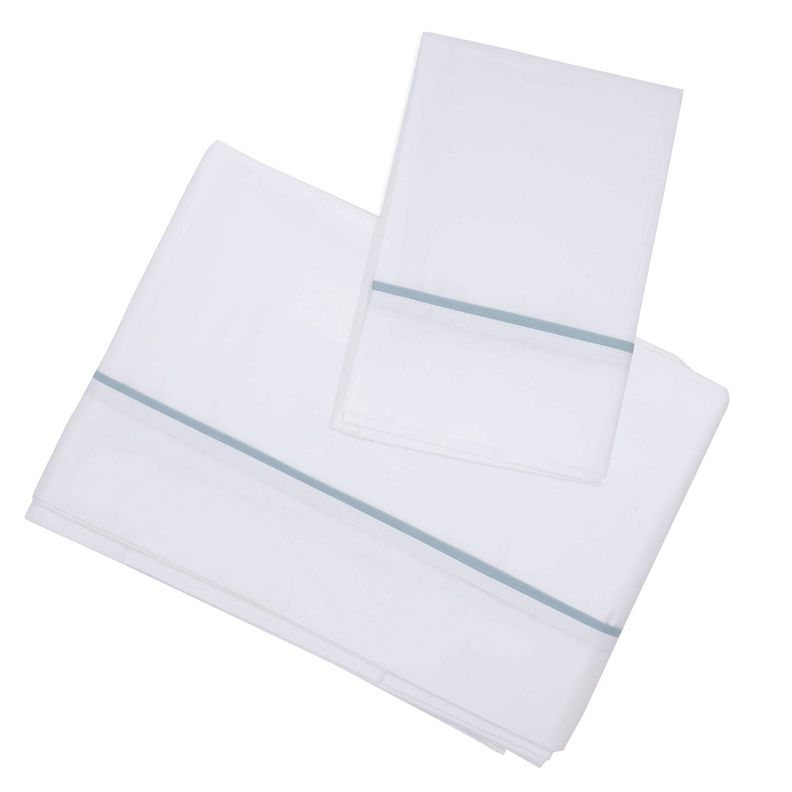 Juego Sabanas Vivo Celeste 1,5 Plazas Blanco
