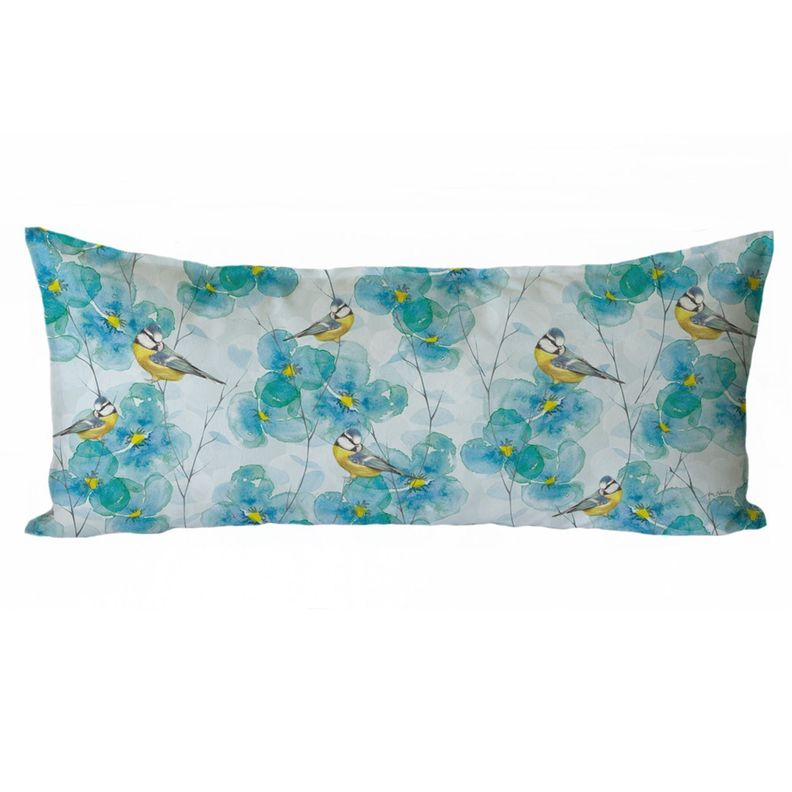 FUNDA COJIN ALGODON MIX TURQUESA BLUETIT XL Diseno 1