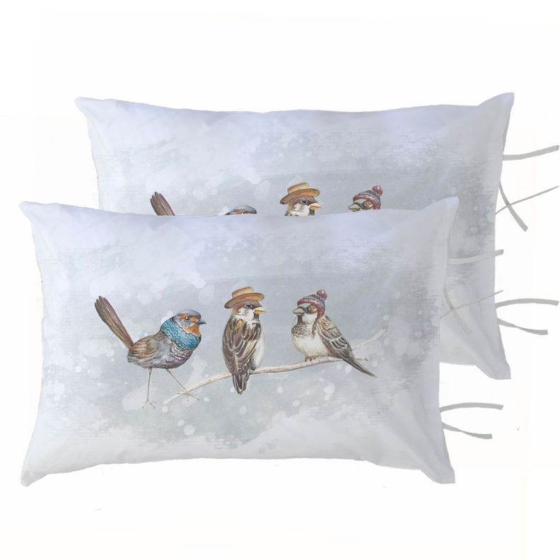 PACK 2 FUNDAS ALMOHADA PAJARITOS AMIGOS 50X70 Blanco