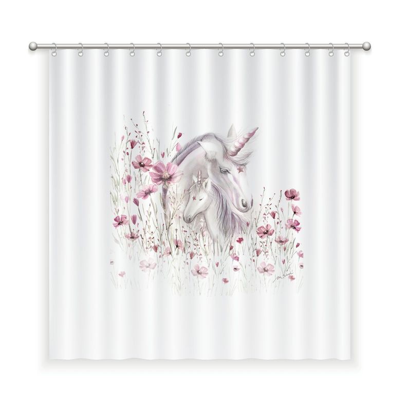 CORTINA DE BANO ALGODON UNICORNIO Blanco