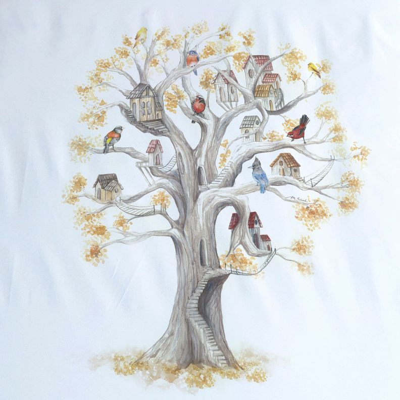 JUEGO DE CAMA FUNDA DE PLUMÓN + SABANA BAJERA + 4 FUNDAS ALMOHADA ARBOLITO SUPER KING-2