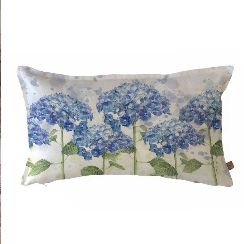 FUNDA COJIN ALGODON HORTENSIAS 50X30 Diseno 1
