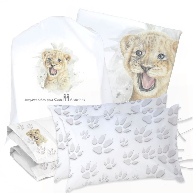 JUEGO DE CAMA FUNDA DE PLUMÓN + SABANA BAJERA + 4 FUNDAS ALMOHADA LEÓN VALIENTE 2 PLAZAS-0