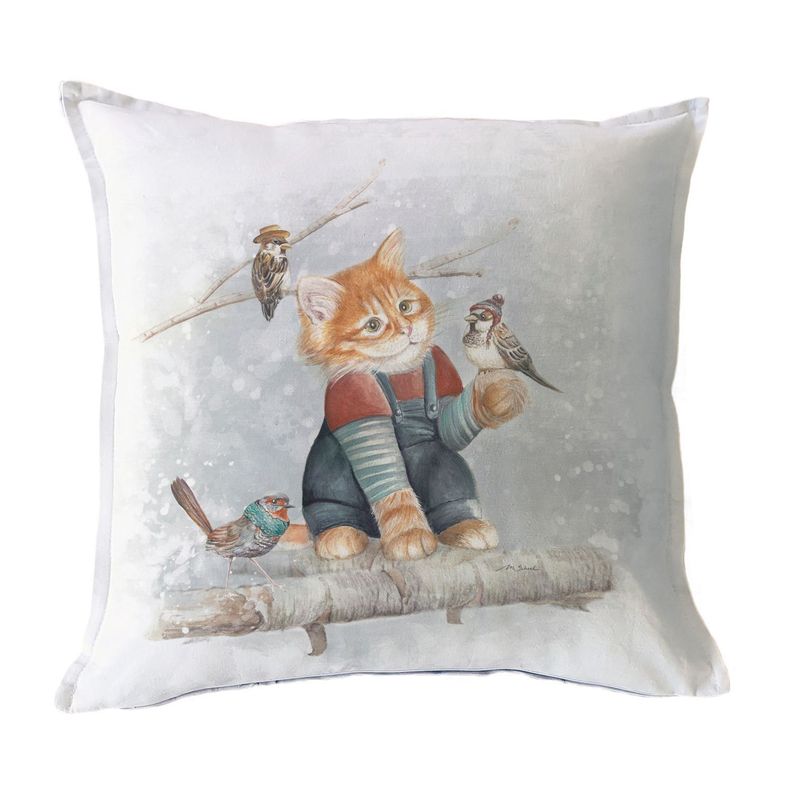 FUNDA COJÍN ALGODÓN GATITO Y AMIGOS 45X45