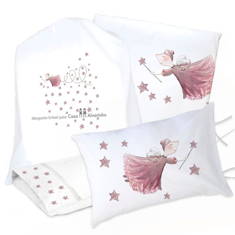 Juego De Cama Funda De Plumón + Sabana Bajera + Fundas Almohada Hada 1 Plaza