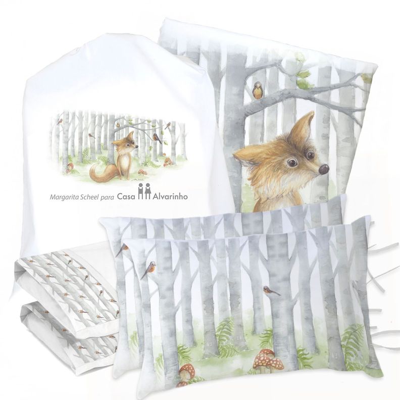 JUEGO DE CAMA FUNDA DE PLUMÓN + SABANA BAJERA + 4 FUNDAS ALMOHADA ZORRITO SUPER KING-0