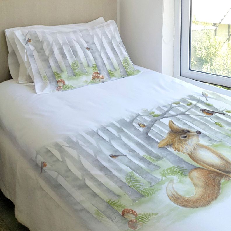 JUEGO DE CAMA FUNDA DE PLUMÓN + SABANA BAJERA + 4 FUNDAS ALMOHADA ZORRITO SUPER KING-1