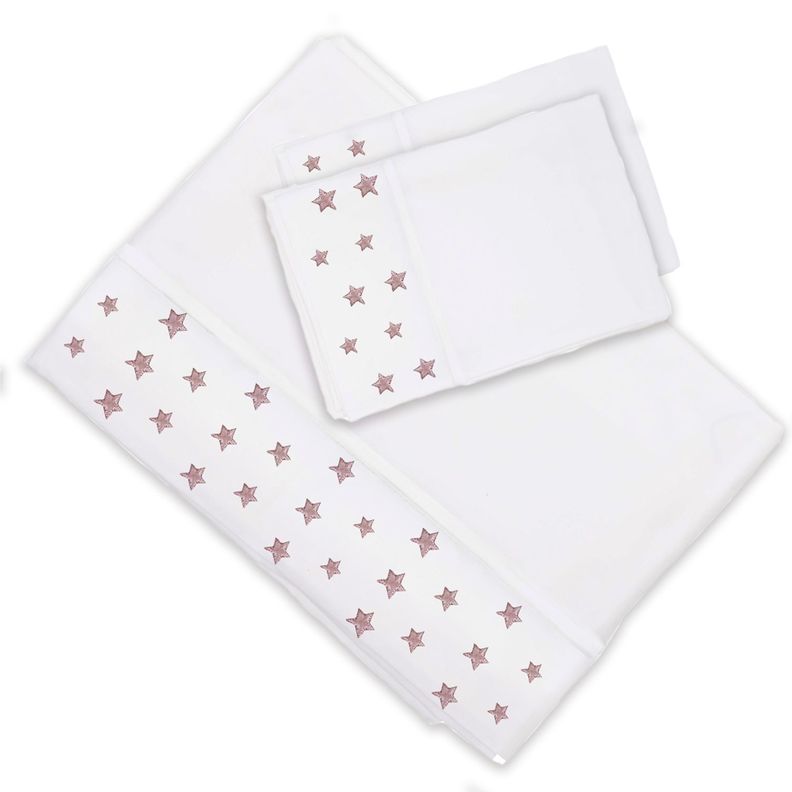 Juego de Sabanas King Estrellas Rosa Blanco