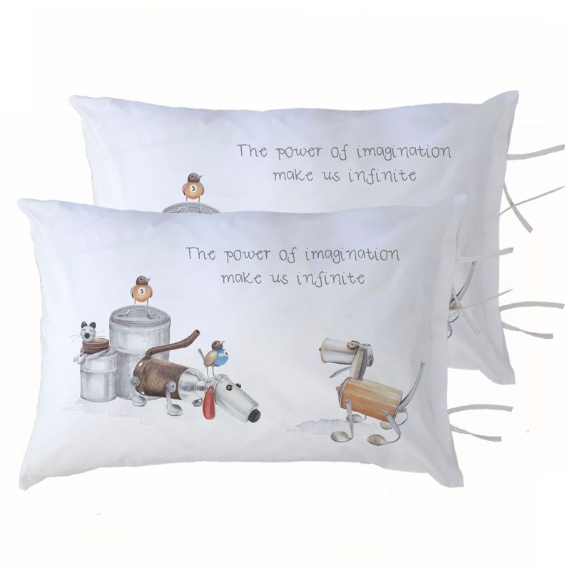 PACK 2 FUNDAS ALMOHADA ROBOTS 50X70-0