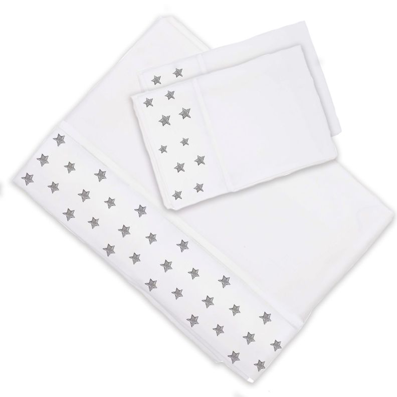 Juego de Sabanas 2 Plazas Estrellas Gris Blanco