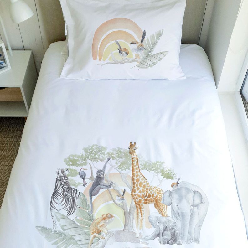 JUEGO DE CAMA FUNDA DE PLUMÓN + SABANA BAJERA + 4 FUNDAS ALMOHADA SAFARI SUPER KING-2