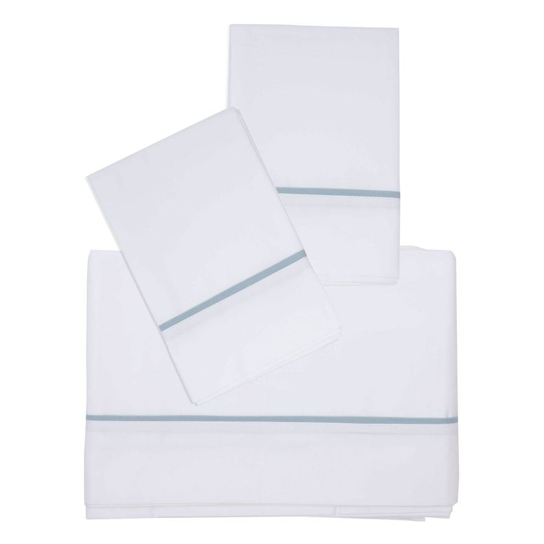 Juego Sabanas Vivo Celeste Super King Blanco