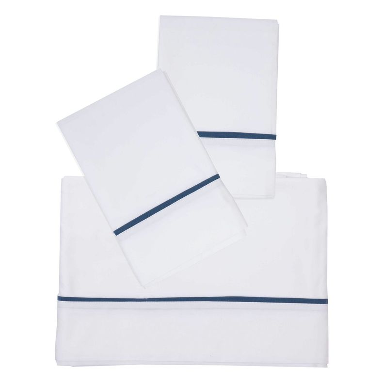 Juego Sabanas Vivo Azul Super King Blanco