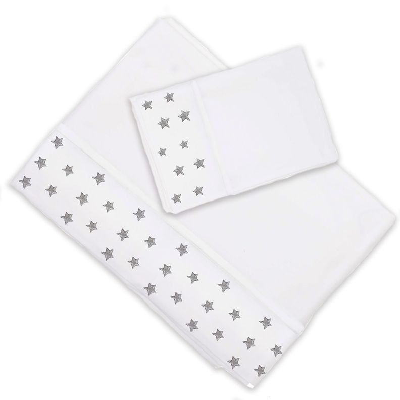 Juego de Sábanas 1,5 Plazas Estrellas Gris-0