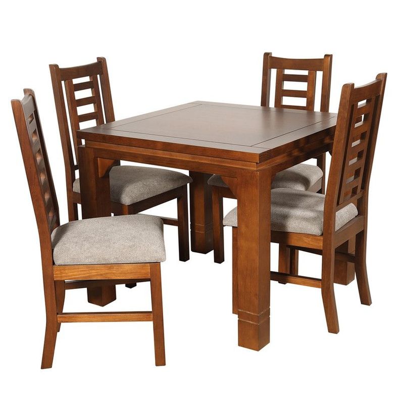 Juego Comedor Pascal 4 sillas Madera color Miel 92x92cm