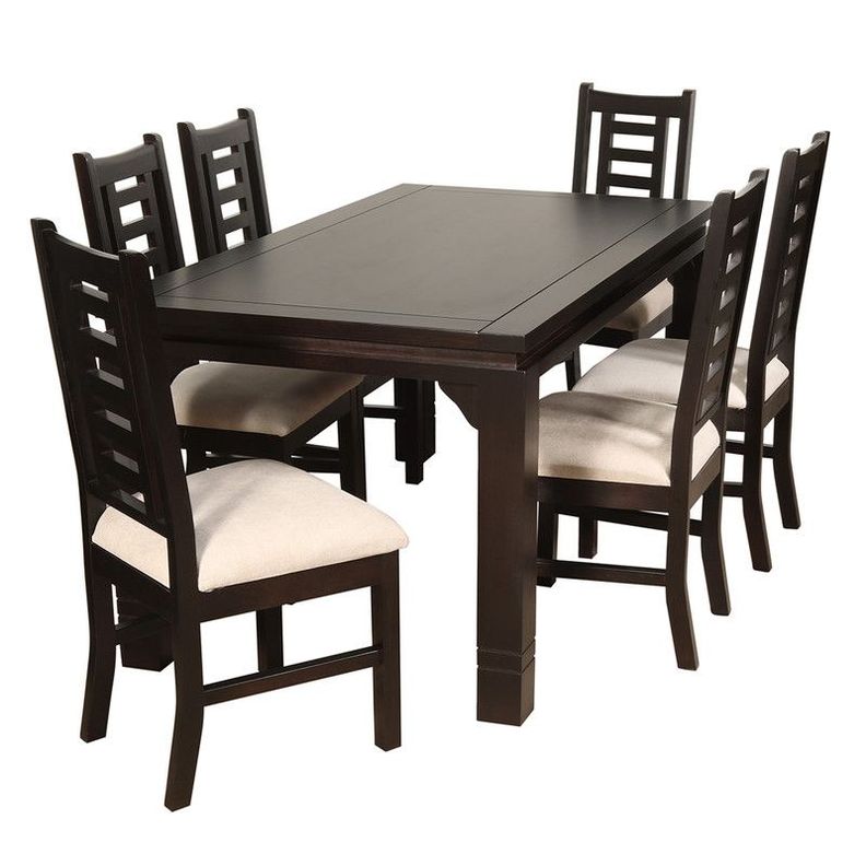 Juego Comedor Pascal 6 sillas Madera color Chocolate 92x170cm Cafe Oscuro