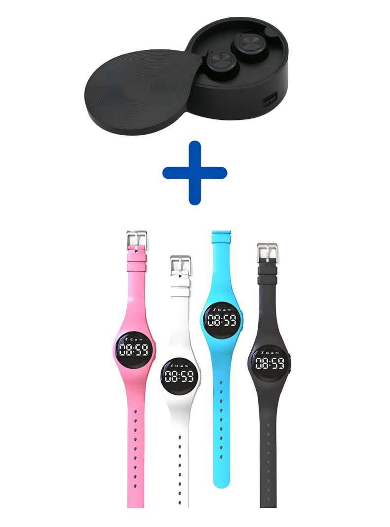 Audífonos bluetooth + 1 Reloj digital deportivo de regalo -0
