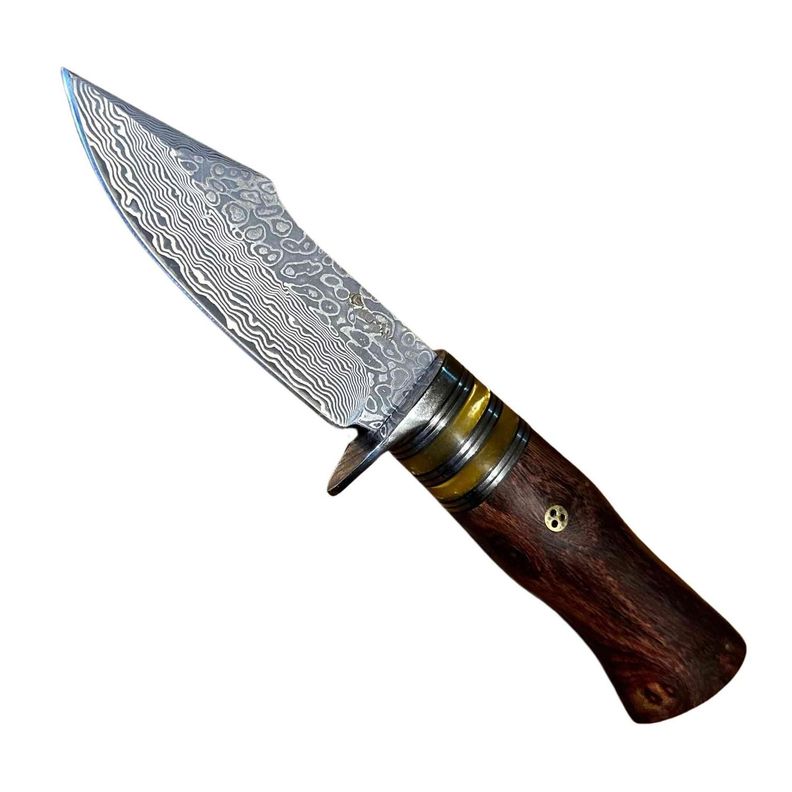 Cuchillo Acero Damasco alta dureza. Mango madera y resina.-0