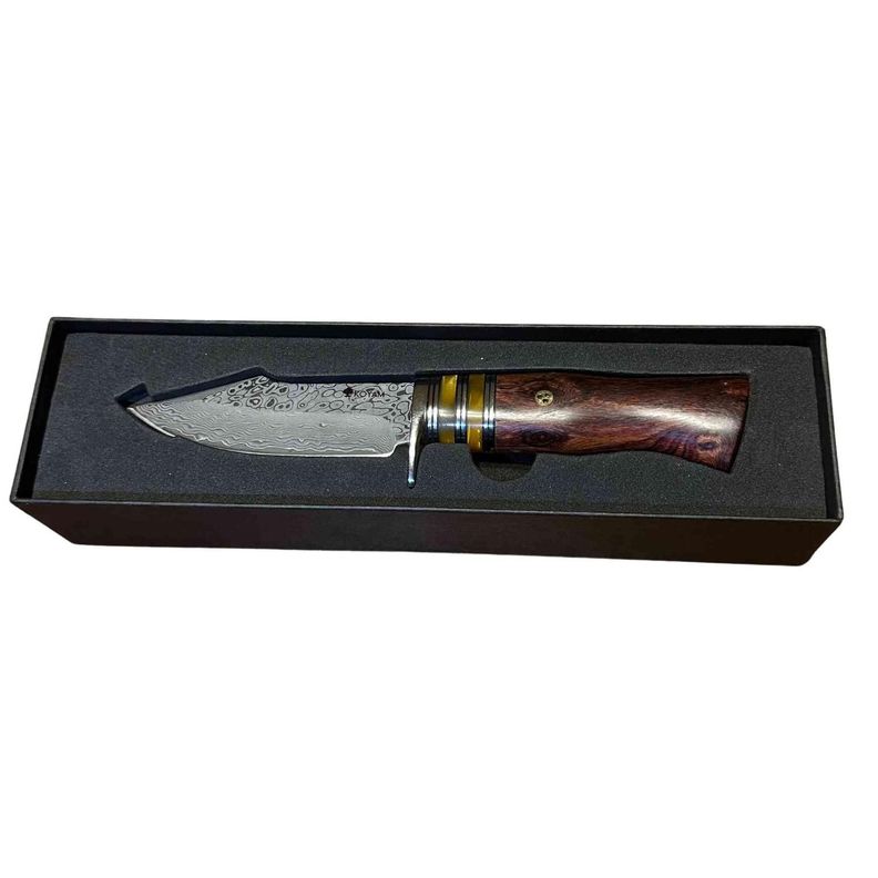 Cuchillo Acero Damasco alta dureza. Mango madera y resina.-3