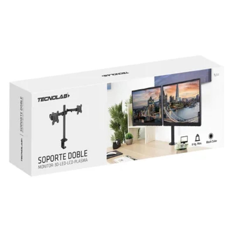 Soporte Para 2 Monitores De 12" A 27" Movibles Metalico Tecnolab-1