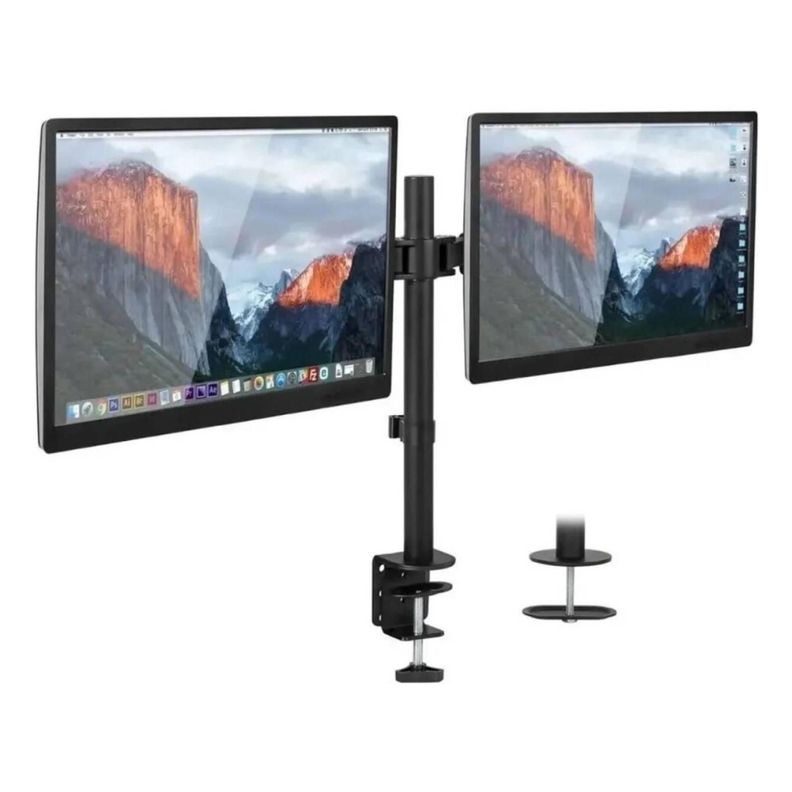 Soporte Para 2 Monitores De 12" A 27" Movibles Metalico Tecnolab-0