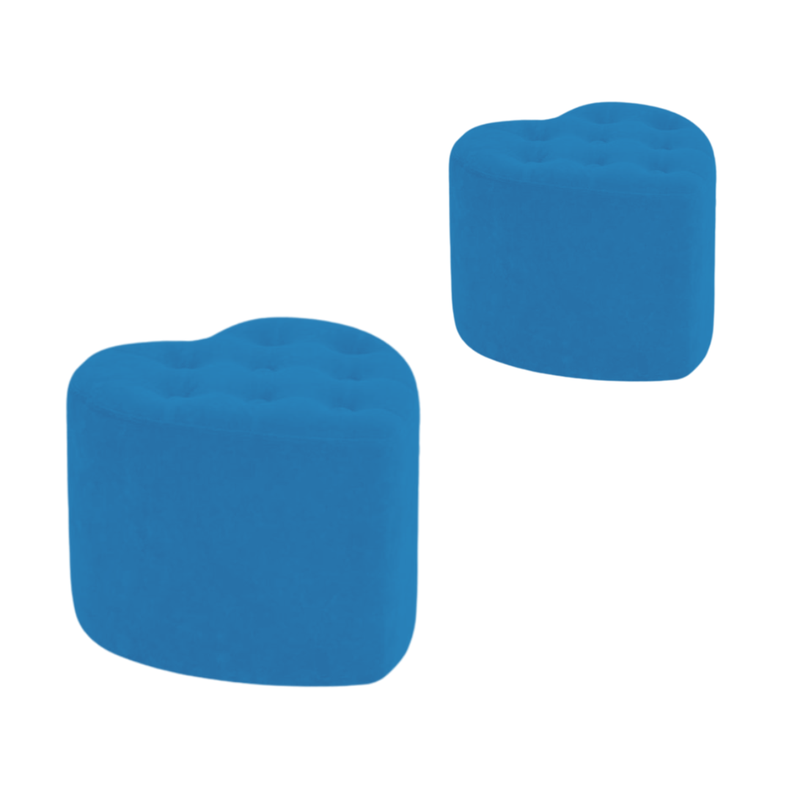 2 Puff en forma de corazón Boton Azul-1