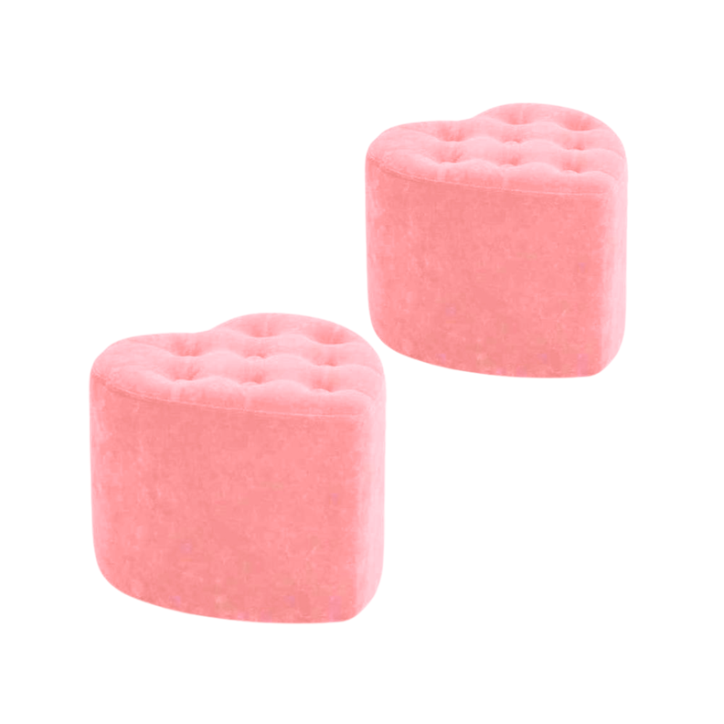 2 Puff en forma de corazón Boton Palo Rosa-1